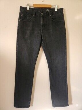 AG Adriano Goldschmied Matchbox Slim Straight Jeans Faded Black Charcoal 34x32